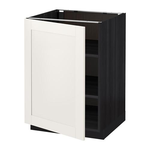 МЕТОД Напольный шкаф с полками - под дерево черный, Сэведаль белый, 60x60 см МЕТОД Напольный шкаф с полками - под дерево черный, Сэведаль белый, 60x60 см