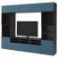 БЕСТО Шкаф для ТВ, комбин/стеклян дверцы - черно-коричневый Вальвикен/темно-синий прозрачное стекло, направляющие ящика, плавно закр