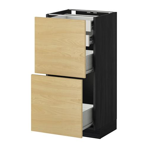 МЕТОД / ФОРВАРА Нплн шк 2фрнт/2низк/2 выс/2срдн ящ - под дерево черный, Тингсрид под березу, 40x37 см