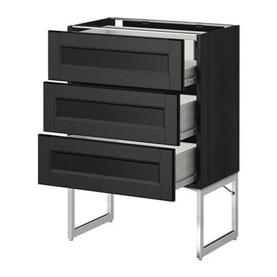 МЕТОД / ФОРВАРА Напольн шкаф 3фронт пнл/2низ/2ср ящ - 60x37x60 см, Лаксарби черно-коричневый, под дерево черный МЕТОД / ФОРВАРА Напольн шкаф 3фронт пнл/2низ/2ср ящ - 60x37x60 см, Лаксарби черно-коричневый, под дерево черный