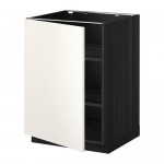 METOD напольный шкаф с полками черный/Веддинге белый 60x60 см