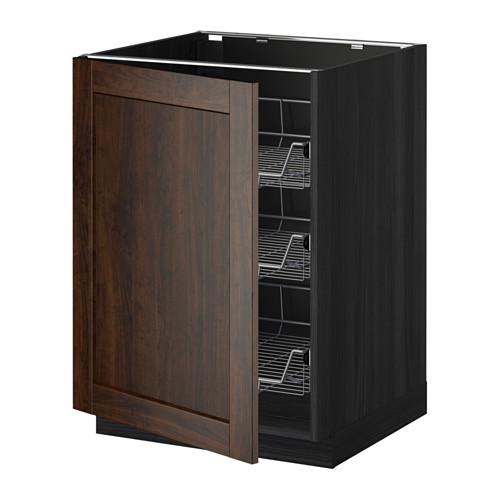 МЕТОД Напольный шкаф с проволочн ящиками - под дерево черный, Эдсерум под дерево коричневый, 60x60 см МЕТОД Напольный шкаф с проволочн ящиками - под дерево черный, Эдсерум под дерево коричневый, 60x60 см