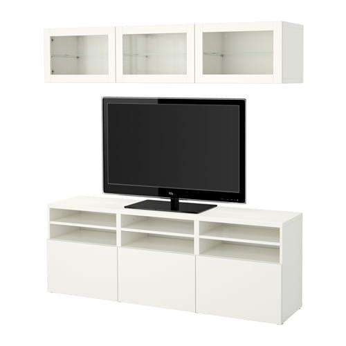 БЕСТО Шкаф для ТВ, комбин/стеклян дверцы - Лаппвикен/Синдвик белый прозрачное стекло, направляющие ящика,нажимные БЕСТО Шкаф для ТВ, комбин/стеклян дверцы - Лаппвикен/Синдвик белый прозрачное стекло, направляющие ящика,нажимные