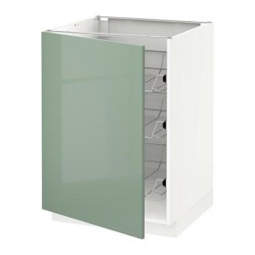 МЕТОД Напольный шкаф с проволочн ящиками - белый, Калларп глянцевый светло-зеленый, 60x60 см