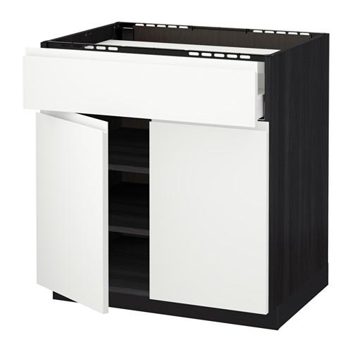 МЕТОД / МАКСИМЕРА Нплн шк д/врч пнл/ящ/плк/2дв - под дерево черный, Воксторп белый, 80x60 см МЕТОД / МАКСИМЕРА Нплн шк д/врч пнл/ящ/плк/2дв - под дерево черный, Воксторп белый, 80x60 см