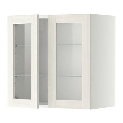 МЕТОД Навесной шкаф с полками/2 стекл дв - 60x60 см, Росдаль белый ясень, белый МЕТОД Навесной шкаф с полками/2 стекл дв - 60x60 см, Росдаль белый ясень, белый