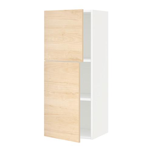 МЕТОД Навесной шкаф с полками/2дверцы - белый, Аскерсунд под светлый ясень, 40x100 см