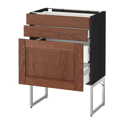 МЕТОД / МАКСИМЕРА Напольн шкаф 3фронт пнл/2низ/2ср ящ - под дерево черный, Филипстад коричневый, 60x37x60 см МЕТОД / МАКСИМЕРА Напольн шкаф 3фронт пнл/2низ/2ср ящ - под дерево черный, Филипстад коричневый, 60x37x60 см