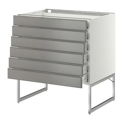 МЕТОД / ФОРВАРА Напольн шкаф 6фронт пнл/6 низ ящ - 80x60x60 см, Будбин серый, белый