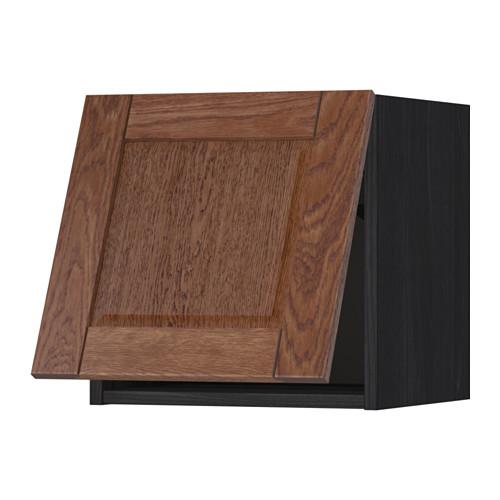 МЕТОД Горизонтальный навесной шкаф - под дерево черный, Филипстад коричневый, 40x40 см