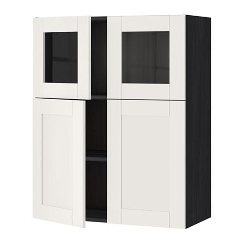 METOD навесной шкаф/полки/2дв/2стек дв черный/Сэведаль белый 80x100 см METOD навесной шкаф/полки/2дв/2стек дв черный/Сэведаль белый 80x100 см