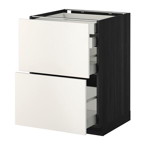 МЕТОД / МАКСИМЕРА Напл шк 2 фрнт/2низ/1срд/1 выс ящ - под дерево черный, Веддинге белый, 60x60 см МЕТОД / МАКСИМЕРА Напл шк 2 фрнт/2низ/1срд/1 выс ящ - под дерево черный, Веддинге белый, 60x60 см