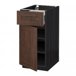 МЕТОД / ФОРВАРА Напольный шкаф с ящиком/дверью - под дерево черный, Эдсерум под дерево коричневый, 40x60 см МЕТОД / ФОРВАРА Напольный шкаф с ящиком/дверью - под дерево черный, Эдсерум под дерево коричневый, 40x60 см