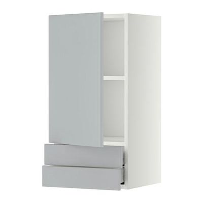 МЕТОД / МАКСИМЕРА Навесной шкаф с дверцей/2 ящика - 40x80 см, Веддинге серый, белый