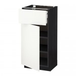 МЕТОД / МАКСИМЕРА Напольный шкаф с ящиком/дверью - под дерево черный, Хэггеби белый, 40x37 см