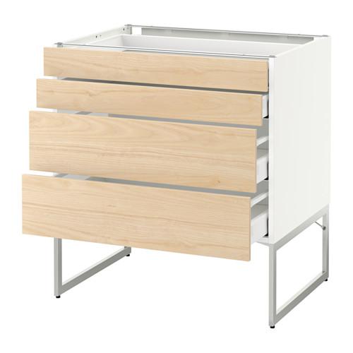 МЕТОД / МАКСИМЕРА Нплн шк 4 фронт/2 низк/2средн ящ - белый, Аскерсунд под светлый ясень, 80x60x60 см
