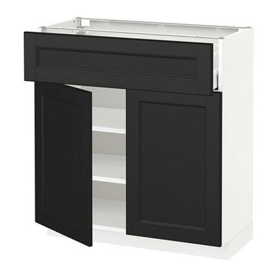 МЕТОД / МАКСИМЕРА Напольный шкаф+ящик/2дверцы - 80x37 см, Лаксарби черно-коричневый, белый МЕТОД / МАКСИМЕРА Напольный шкаф+ящик/2дверцы - 80x37 см, Лаксарби черно-коричневый, белый