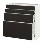 МЕТОД / МАКСИМЕРА Напольн шкаф 4 фронт панели/4 ящика - белый, Кунгсбакка антрацит, 80x37 см МЕТОД / МАКСИМЕРА Напольн шкаф 4 фронт панели/4 ящика - белый, Кунгсбакка антрацит, 80x37 см