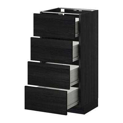 МЕТОД / ФОРВАРА Напольн шкаф 4 фронт панели/4 ящика - 40x37 см, Тингсрид под дерево черный, под дерево черный МЕТОД / ФОРВАРА Напольн шкаф 4 фронт панели/4 ящика - 40x37 см, Тингсрид под дерево черный, под дерево черный