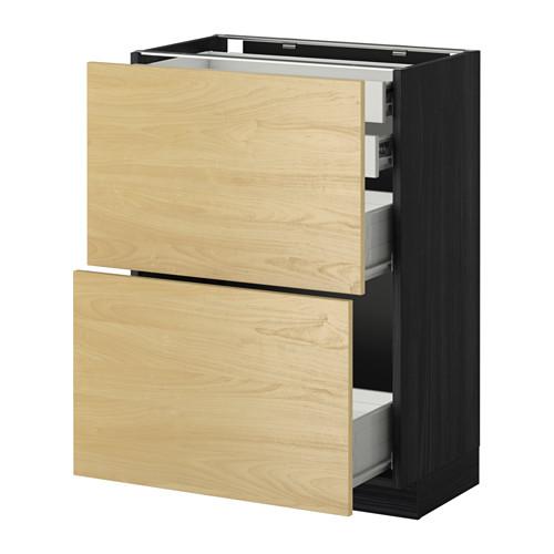 МЕТОД / ФОРВАРА Нплн шк 2фрнт/2низк/2 выс/2срдн ящ - под дерево черный, Тингсрид под березу, 60x37 см