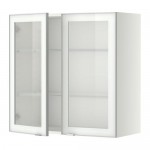 МЕТОД Навесной шкаф с полками/2 стекл дв - белый, Ютис матовое стекло/алюминий, 80x80 см