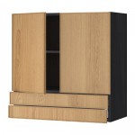 МЕТОД / МАКСИМЕРА Навесной шкаф/2дверцы/2ящика - под дерево черный, Экестад дуб, 80x80 см МЕТОД / МАКСИМЕРА Навесной шкаф/2дверцы/2ящика - под дерево черный, Экестад дуб, 80x80 см