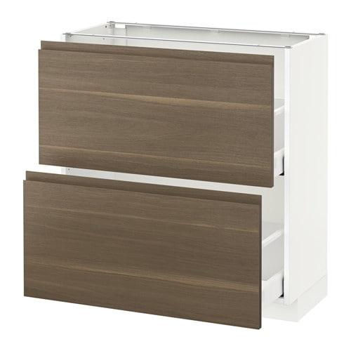 МЕТОД / МАКСИМЕРА Напольный шкаф с 2 ящиками - белый, Воксторп под грецкий орех, 80x37 см МЕТОД / МАКСИМЕРА Напольный шкаф с 2 ящиками - белый, Воксторп под грецкий орех, 80x37 см