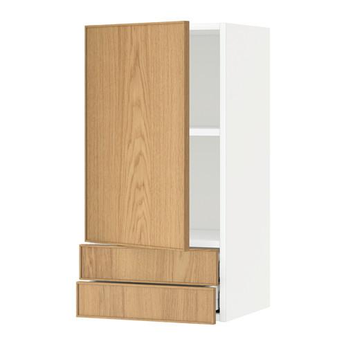 МЕТОД / МАКСИМЕРА Навесной шкаф с дверцей/2 ящика - белый, Экестад дуб, 40x80 см МЕТОД / МАКСИМЕРА Навесной шкаф с дверцей/2 ящика - белый, Экестад дуб, 40x80 см