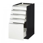 МЕТОД / ФОРВАРА Напольный шкаф с 5 ящиками - 40x60 см, Нодста белый/алюминий, под дерево черный