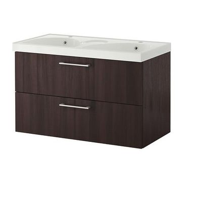 ГОДМОРГОН Шкаф для раковины с 2 ящ - черно-коричневый ГОДМОРГОН Шкаф для раковины с 2 ящ - черно-коричневый