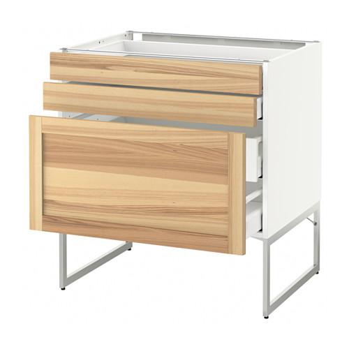 МЕТОД / МАКСИМЕРА Напольн шкаф 3фронт пнл/2низ/2ср ящ - белый, Торхэмн естественный ясень, 80x60x60 см МЕТОД / МАКСИМЕРА Напольн шкаф 3фронт пнл/2низ/2ср ящ - белый, Торхэмн естественный ясень, 80x60x60 см