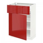 МЕТОД / МАКСИМЕРА Напольный шкаф с ящиком/дверью - 60x37 см, Рингульт глянцевый красный, белый МЕТОД / МАКСИМЕРА Напольный шкаф с ящиком/дверью - 60x37 см, Рингульт глянцевый красный, белый