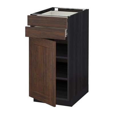 МЕТОД / ФОРВАРА Напольный шкаф с дверцей/2 ящиками - 40x60 см, Эдсерум под дерево коричневый, под дерево черный