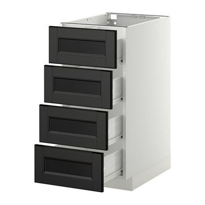 МЕТОД / ФОРВАРА Напольн шкаф 4 фронт панели/4 ящика - 40x60 см, Лаксарби черно-коричневый, белый МЕТОД / ФОРВАРА Напольн шкаф 4 фронт панели/4 ящика - 40x60 см, Лаксарби черно-коричневый, белый