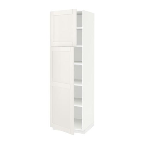 МЕТОД Высокий шкаф с полками/2 дверцы - белый, Сэведаль белый, 60x60x200 см