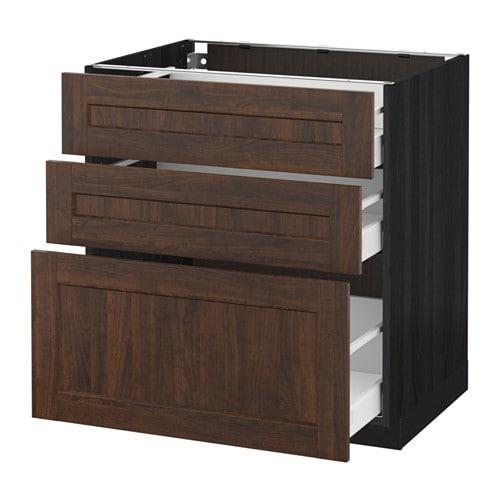 МЕТОД / МАКСИМЕРА Напольный шкаф с 3 ящиками - под дерево черный, Эдсерум под дерево коричневый, 80x60 см МЕТОД / МАКСИМЕРА Напольный шкаф с 3 ящиками - под дерево черный, Эдсерум под дерево коричневый, 80x60 см