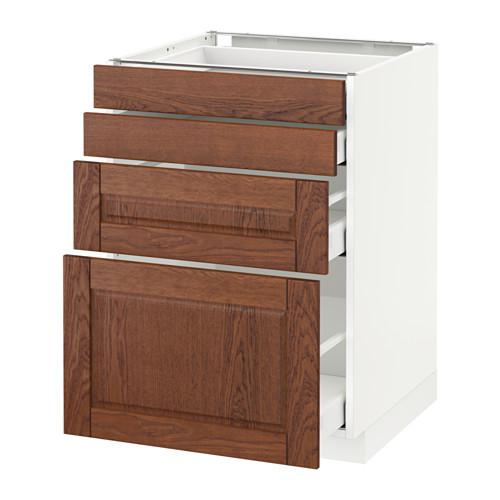 МЕТОД / МАКСИМЕРА Напольн шкаф 4 фронт панели/4 ящика - белый, Филипстад коричневый, 60x60 см