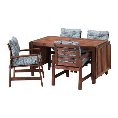 ÄPPLARÖ стол+4 кресла, д/сада коричневая морилка/Иттерон синий