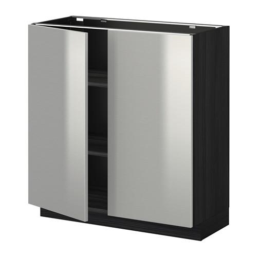 МЕТОД Напол шкаф с полками/2двери - под дерево черный, Гревста нержавеющ сталь, 80x37 см МЕТОД Напол шкаф с полками/2двери - под дерево черный, Гревста нержавеющ сталь, 80x37 см
