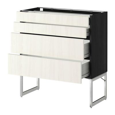 МЕТОД / ФОРВАРА Нплн шк 4 фронт/2 низк/2средн ящ - 80x37x60 см, Росдаль белый ясень, под дерево черный МЕТОД / ФОРВАРА Нплн шк 4 фронт/2 низк/2средн ящ - 80x37x60 см, Росдаль белый ясень, под дерево черный