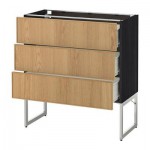 МЕТОД / ФОРВАРА Нплн шк 3 фрнт/3 средн ящика - 80x37x60 см, Экестад дуб, под дерево черный МЕТОД / ФОРВАРА Нплн шк 3 фрнт/3 средн ящика - 80x37x60 см, Экестад дуб, под дерево черный