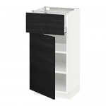 МЕТОД / МАКСИМЕРА Напольный шкаф с ящиком/дверью - белый, Тингсрид под дерево черный, 40x37 см МЕТОД / МАКСИМЕРА Напольный шкаф с ящиком/дверью - белый, Тингсрид под дерево черный, 40x37 см