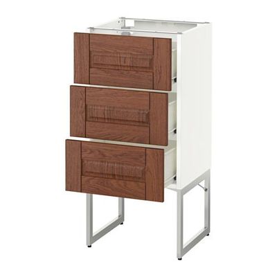 МЕТОД / ФОРВАРА Нплн шк 3 фрнт/3 средн ящика - 40x37x60 см, Филипстад коричневый, белый