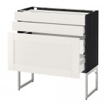 МЕТОД / МАКСИМЕРА Напольн шкаф 3фронт пнл/2низ/2ср ящ - под дерево черный, Сэведаль белый, 80x37x60 см МЕТОД / МАКСИМЕРА Напольн шкаф 3фронт пнл/2низ/2ср ящ - под дерево черный, Сэведаль белый, 80x37x60 см