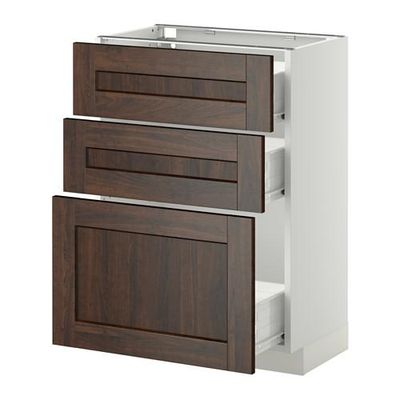 МЕТОД / ФОРВАРА Напольный шкаф с 3 ящиками - 60x37 см, Эдсерум под дерево коричневый, белый МЕТОД / ФОРВАРА Напольный шкаф с 3 ящиками - 60x37 см, Эдсерум под дерево коричневый, белый