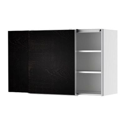 ФАКТУМ Навесной шкаф с рздвжн дверц - Нексус коричнево-чёрный, 120x92 см