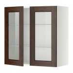 МЕТОД Навесной шкаф с полками/2 стекл дв - белый, Эдсерум под дерево коричневый, 80x80 см МЕТОД Навесной шкаф с полками/2 стекл дв - белый, Эдсерум под дерево коричневый, 80x80 см