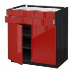 МЕТОД / МАКСИМЕРА Напольный шкаф/2дверцы/2ящика - 80x60 см, Рингульт глянцевый красный, под дерево черный МЕТОД / МАКСИМЕРА Напольный шкаф/2дверцы/2ящика - 80x60 см, Рингульт глянцевый красный, под дерево черный