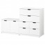 НОРДЛИ Комод с 8 ящиками - белый