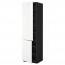 МЕТОД Высокий шкаф с полками/2 дверцы - под дерево черный, Рингульт глянцевый белый, 60x60x220 см